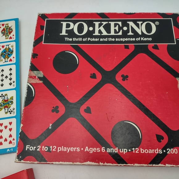Vintage Set Po-Ke-No POKENO Poker-Keno Board Card Game 12 Board Set Chips - Picture 9 of 14